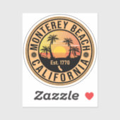Sticker Monterey Beach California Retro Sunset Souvenirs (Feuille)