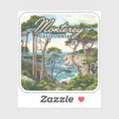 Sticker Monterey California Cypress Trees Ocean Coast (Feuille)