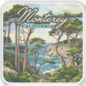 Sticker Monterey California Cypress Trees Ocean Coast (Devant)