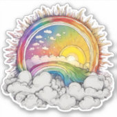 Sticker Montez au-dessus des nuages Arc-en-ciel étanche (Devant)