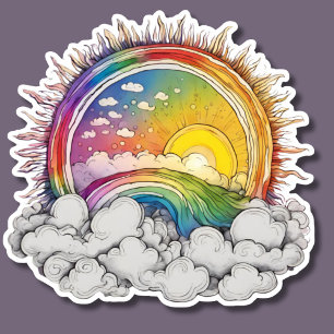 Sticker Montez au-dessus des nuages Arc-en-ciel étanche