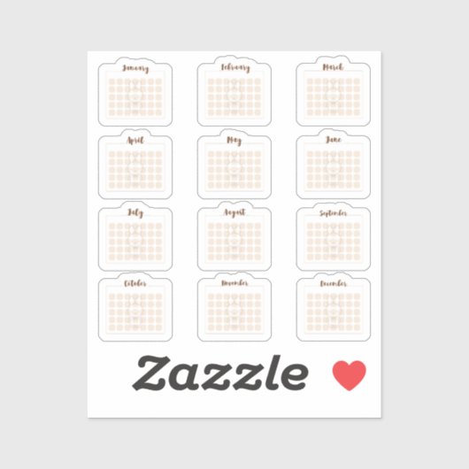 Sticker Monthly calendar Sheet (Feuille)