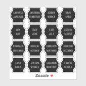 Sticker Monthly Index Tab Black Bujo Planner Foldable (Feuille)