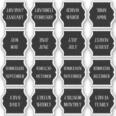 Sticker Monthly Index Tab Black Bujo Planner Foldable (Devant)