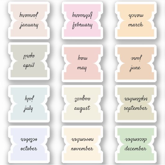 Sticker Monthly Script Index Tabs Journal Divider Marks  (Devant)