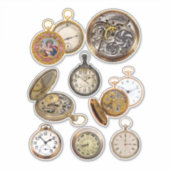 Sticker Montres de poche Temps Steampunk Objets Collage (Devant)