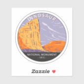 Sticker Monument national de Dinosaur Cercle Vintage (Feuille)