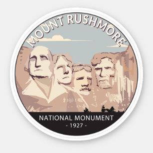Sticker Monument national du Mont Rushmore Cercle rétro