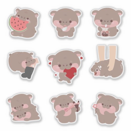 Sticker Moo Deng Hippo (Devant)