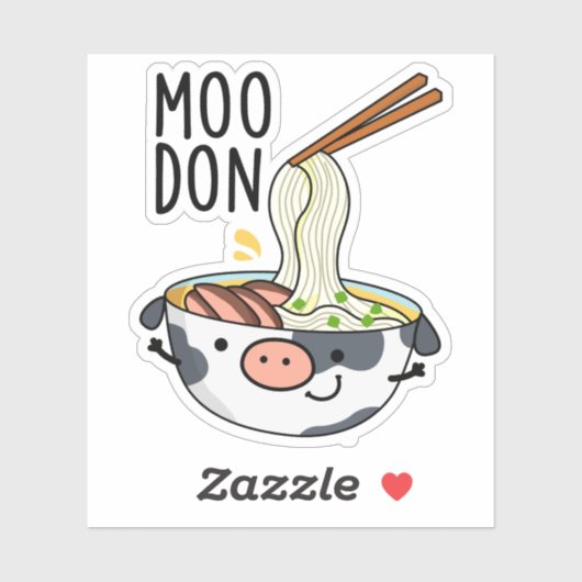 Sticker Moo-don Funny Udon Pun (Feuille)