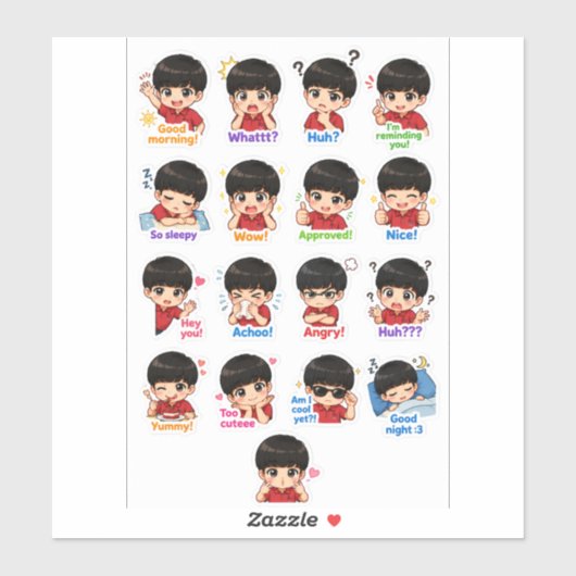 Sticker Mood Buddy – Pack d'autocollants d'expressions chi (Feuille)
