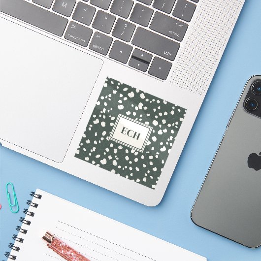 Sticker Moody Lunaria Seed Botanical Monogram Personalized (Ordinateur portable avec iPhone)