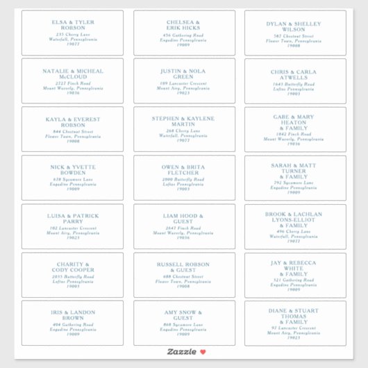 Sticker Moody Ocean Blue Font Adresse du client (Feuille)