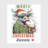 Sticker Mooey Noël Highland Cow Light Santa Hat T-Shi (Feuille)