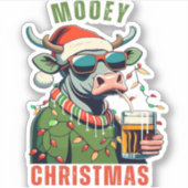 Sticker Mooey Noël Highland Cow Light Santa Hat T-Shi (Devant)