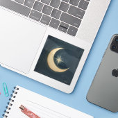 Sticker Moon Cradling a Star 🌌🎨 (Ordinateur portable avec iPhone)
