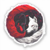 Sticker Moon Crimson Red White Wolf (Recto)