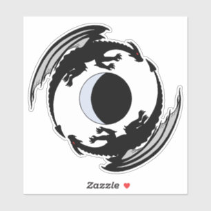 Sticker Moon Dragons Design Imaginaire