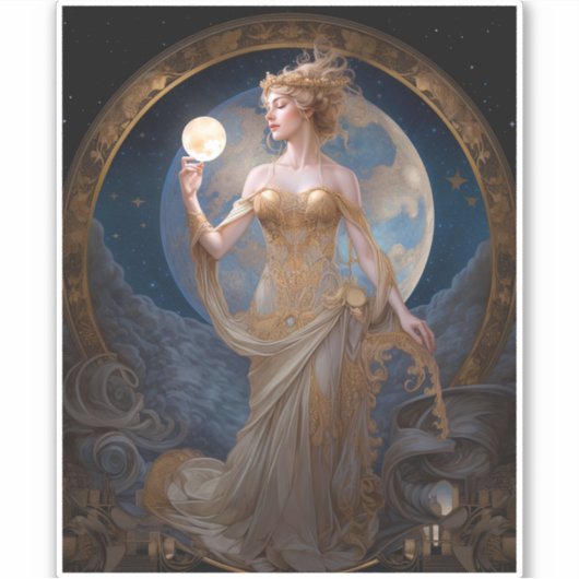 Sticker Moon Goddess Queen Imaginaire Art (Devant)