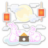 Sticker Moon Rabbit Mooncake Nuages Mooncake Festival à la (Devant)