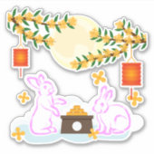 Sticker Moon Rabbit Mooncake Osmanthus (Devant)