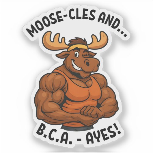 Sticker Moose-cles and BCAAs – Funny Gym Moose Workout (Devant)