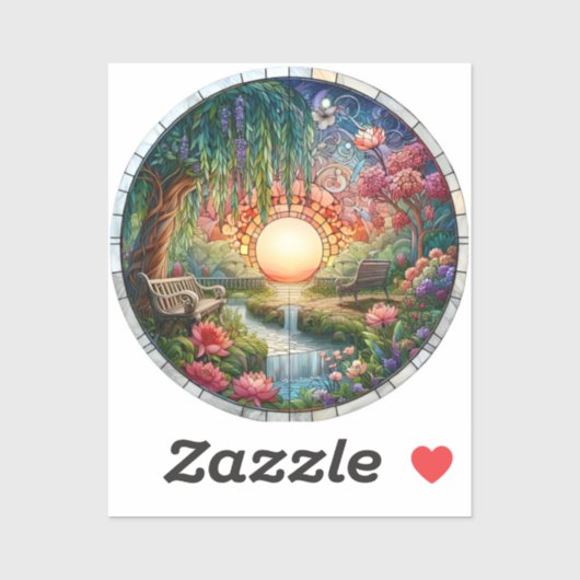 Sticker Mosaïque en verre tendu du parc enchanté (Feuille)