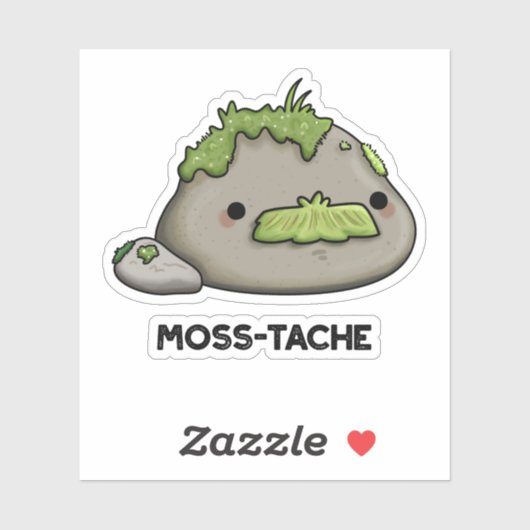 Sticker Moss-tache Funny Mustache Pun (Feuille)