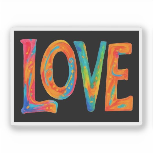 Sticker Mot d'amour coloré (Devant)