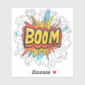 Sticker Mot de couleurs graphiques comiques boom. (Feuille)