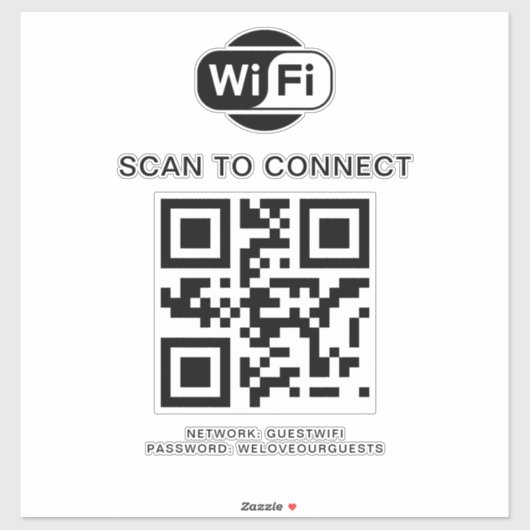 Sticker Mot de passe Wifi | Analyse du code QR pour se con (Feuille)