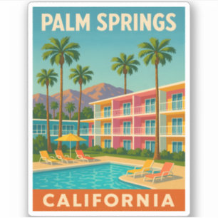 Sticker Motel Retro Vintage voyage Palm Springs California