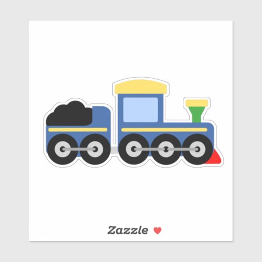 Sticker Moteur de train bleu et wagon de charbon (Feuille)