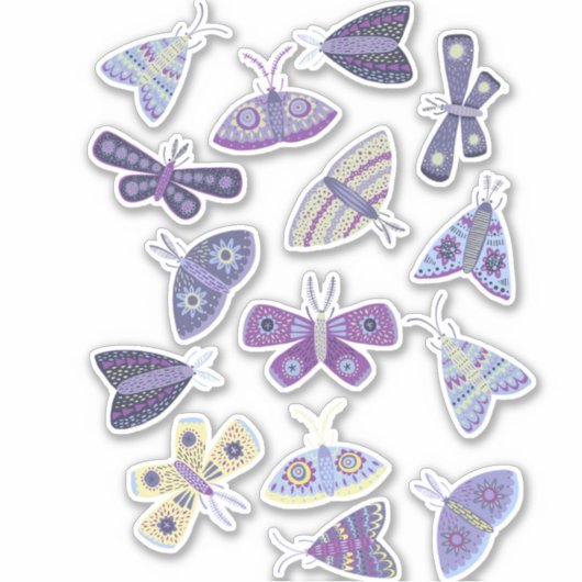 Sticker Moth Blue Purple Art (Devant)