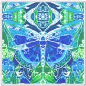 Sticker Motif Batik de papillon et de médaillon en bleu (Devant)