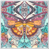 Sticker Motif Batik des papillons et Médaillons à Orange (Devant)