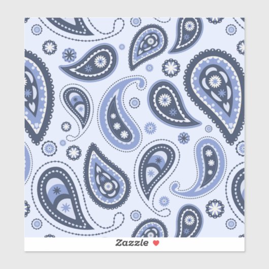 Sticker Motif Blue Paisley (Feuille)