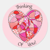 Sticker Motif Coeur rond rose Rouge blanc (Devant)