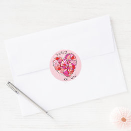 Sticker Motif Coeur rond rose Rouge blanc