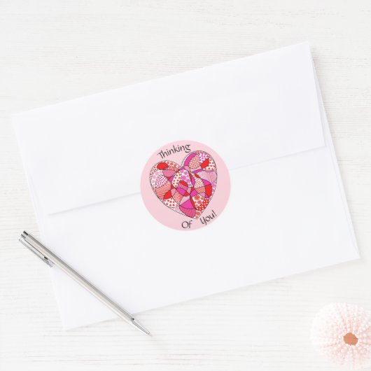 Sticker Motif Coeur rond rose Rouge blanc (Enveloppe)