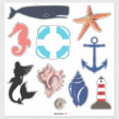 Sticker Motif côtier nautique (Feuille)