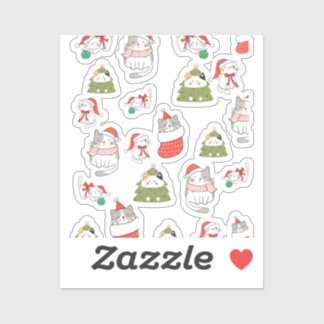 Sticker Motif de chats de Noël mignons – Conception festiv