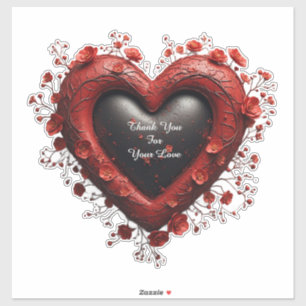 Sticker Motif de cœur floral rouge avec des fleurs épanoui