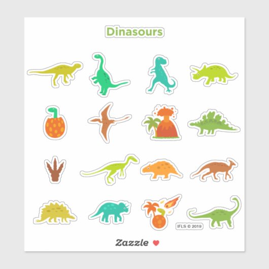 Sticker Motif de dinosaures (Feuille)