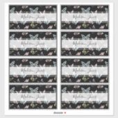 Sticker Motif de papillon noir mignon Nom de l'école Livre (Feuille)