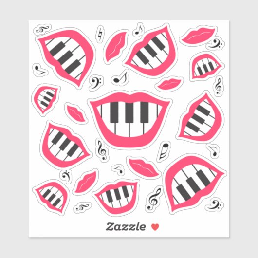 Sticker Motif de sourire piano (Feuille)