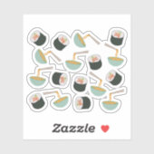 Sticker Motif de sushis et nouilles (Feuille)
