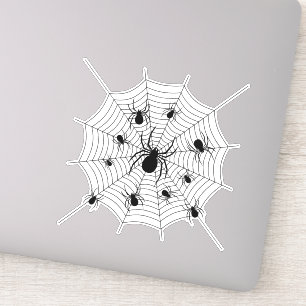 Sticker Motif d'Halloween Black White araignées