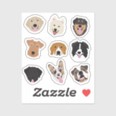 Sticker Motif d'illustration du visage de chien mignon (Feuille)