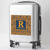Sticker Motif feuille bleu et orange (Sur valise)